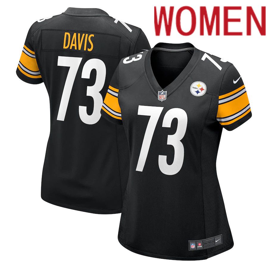 Women Pittsburgh Steelers 73 Carlos Davis Nike Black Game NFL Jersey